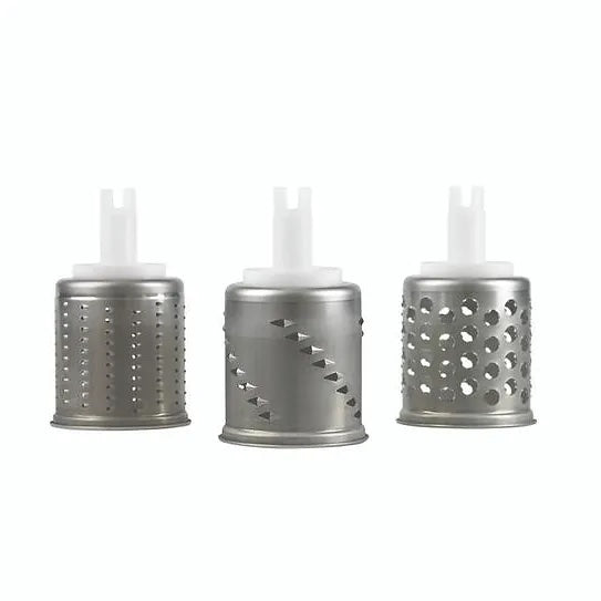 A trio of stainless steel graters with perforations, perfect for grating cheese, vegetables, and more.